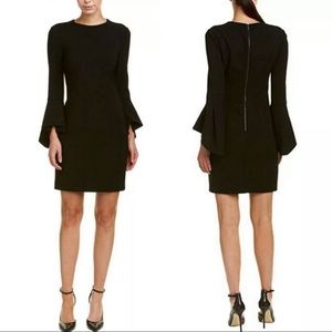 Alice + Olivia Dora Trumpet Bell Sleeve Crepe Dress